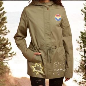 Her Universe Marvel Ms. Marvel Patch Anorak army green Women's Jacket Sz M